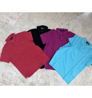 Lot of 4 Polo Ralph Lauren Custom Fit Polo Shirts Size L